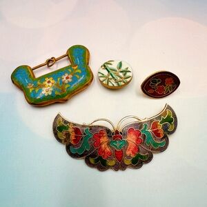 Misc Vintage Cloisonné Lot Broken Pieces Single Earring Pendant